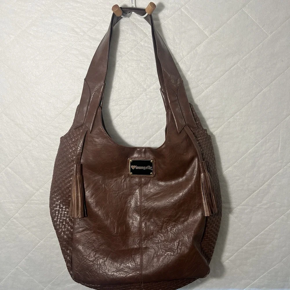 Loungefly Sugar Skull‎ Brown Lattice Large Tote Bag Y2K Purse 16x18 Retro Purse